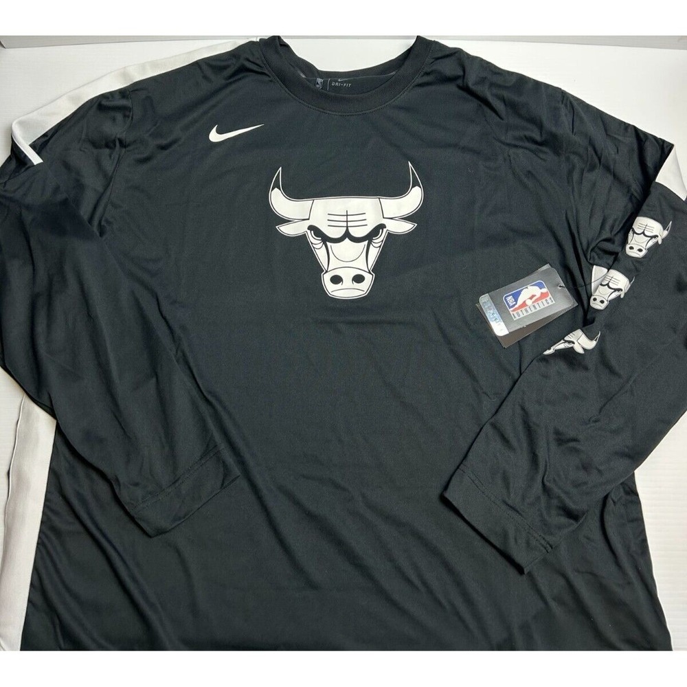 New Nike NBA Chicago Bulls Dri-Fit Black White Pullover Size XLT CU0163-010 - Picture 1 of 10